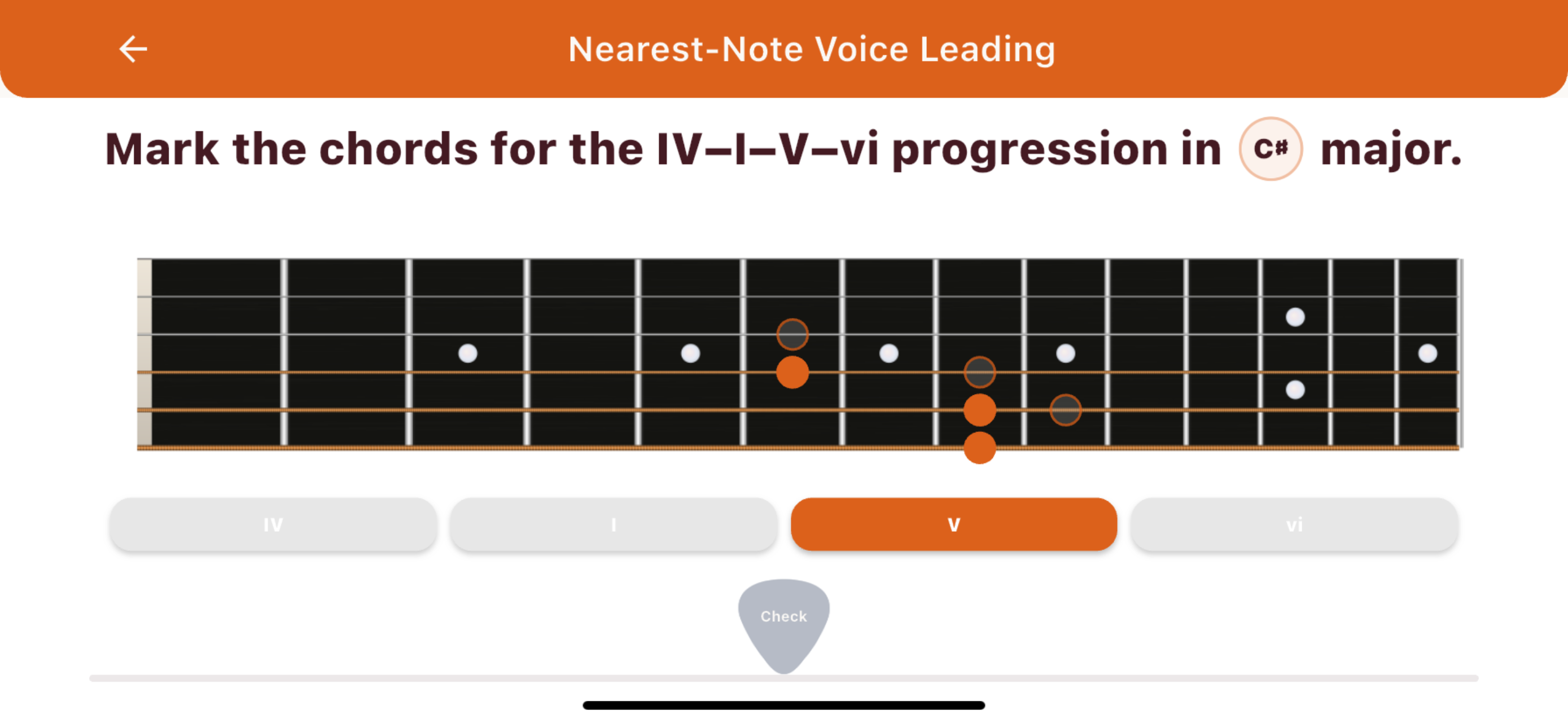 Mind the Guitar app screen